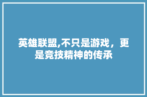 英雄联盟,不只是游戏，更是竞技精神的传承 Python