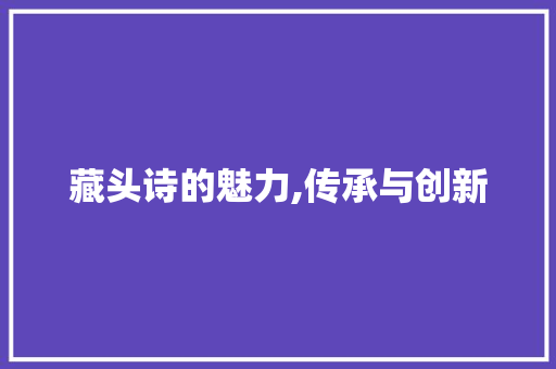 藏头诗的魅力,传承与创新