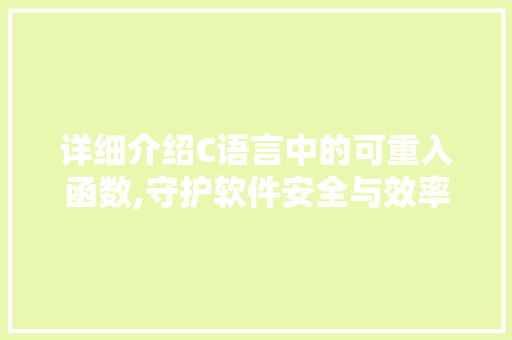 详细介绍C语言中的可重入函数,守护软件安全与效率的守护者