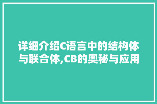 详细介绍C语言中的结构体与联合体,CB的奥秘与应用