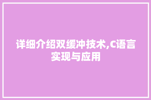 详细介绍双缓冲技术,C语言实现与应用