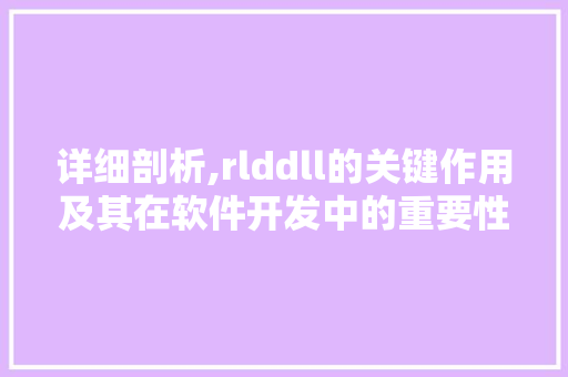 详细剖析,rlddll的关键作用及其在软件开发中的重要性