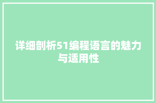 详细剖析51编程语言的魅力与适用性