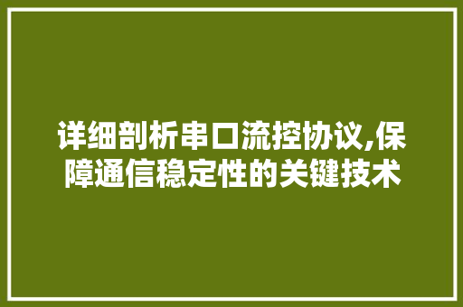 详细剖析串口流控协议,保障通信稳定性的关键技术