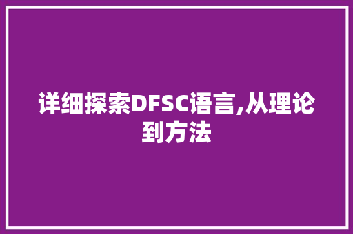 详细探索DFSC语言,从理论到方法