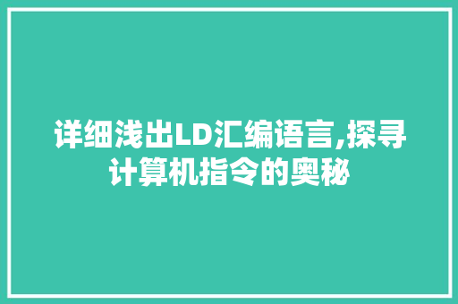 详细浅出LD汇编语言,探寻计算机指令的奥秘