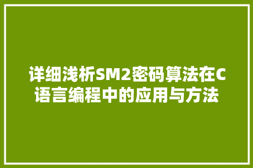 详细浅析SM2密码算法在C语言编程中的应用与方法 React