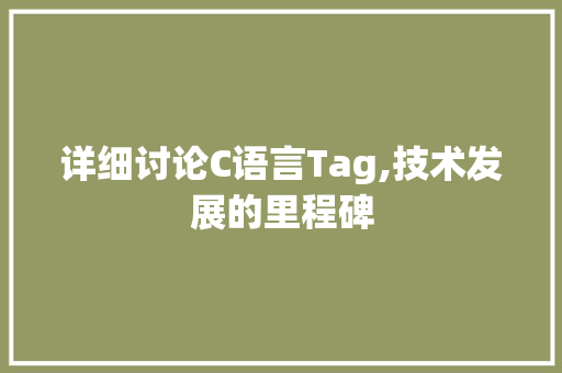 详细讨论C语言Tag,技术发展的里程碑 CSS