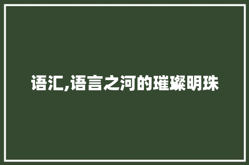 语汇,语言之河的璀璨明珠