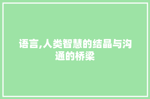 语言,人类智慧的结晶与沟通的桥梁