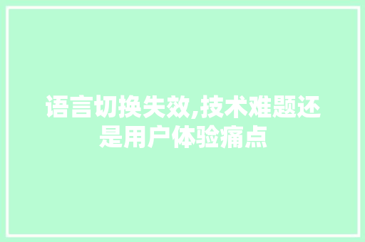 语言切换失效,技术难题还是用户体验痛点