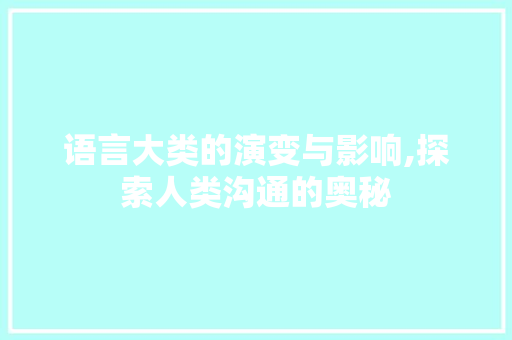 语言大类的演变与影响,探索人类沟通的奥秘