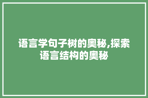 语言学句子树的奥秘,探索语言结构的奥秘 Node.js