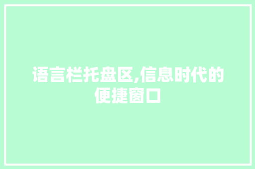 语言栏托盘区,信息时代的便捷窗口