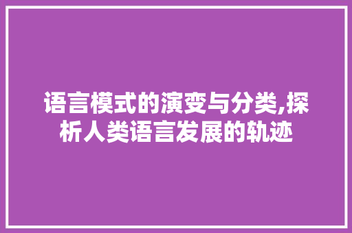 语言模式的演变与分类,探析人类语言发展的轨迹