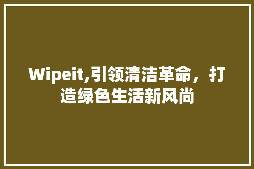 Wipeit,引领清洁革命，打造绿色生活新风尚 SQL