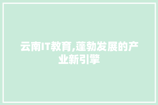 云南IT教育,蓬勃发展的产业新引擎