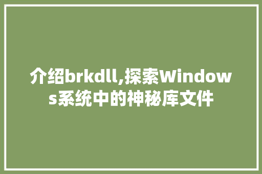 介绍brkdll,探索Windows系统中的神秘库文件