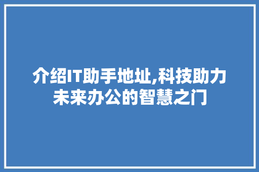 介绍IT助手地址,科技助力未来办公的智慧之门