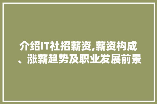 介绍IT社招薪资,薪资构成、涨薪趋势及职业发展前景