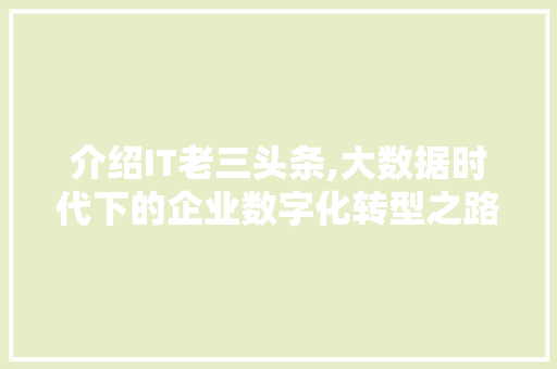 介绍IT老三头条,大数据时代下的企业数字化转型之路