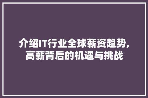 介绍IT行业全球薪资趋势,高薪背后的机遇与挑战 AJAX