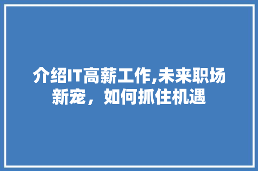 介绍IT高薪工作,未来职场新宠，如何抓住机遇 NoSQL