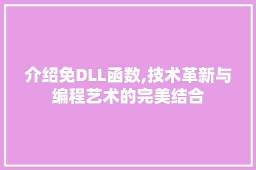 介绍免DLL函数,技术革新与编程艺术的完美结合