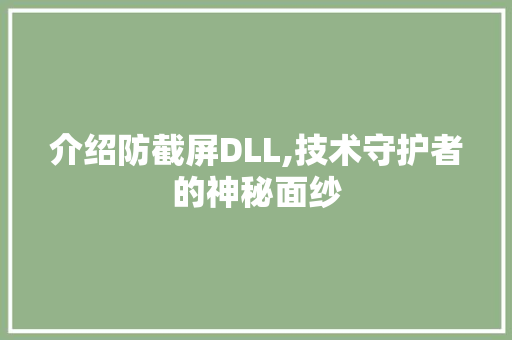 介绍防截屏DLL,技术守护者的神秘面纱