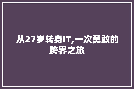 从27岁转身IT,一次勇敢的跨界之旅