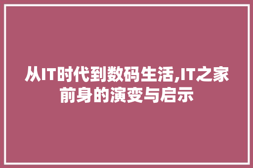 从IT时代到数码生活,IT之家前身的演变与启示