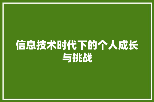 信息技术时代下的个人成长与挑战