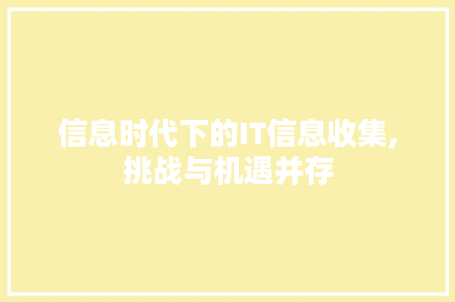 信息时代下的IT信息收集,挑战与机遇并存