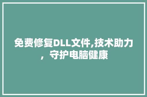 免费修复DLL文件,技术助力，守护电脑健康 JavaScript