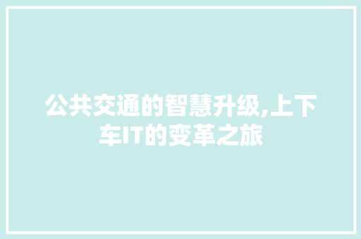 公共交通的智慧升级,上下车IT的变革之旅