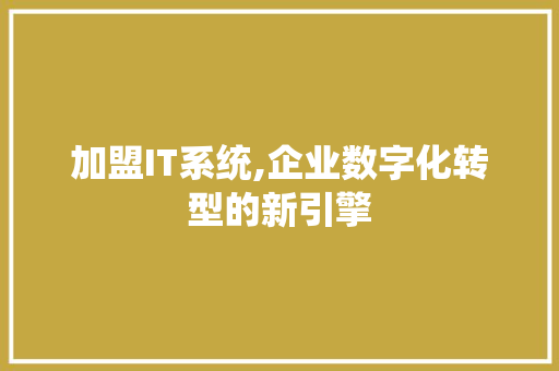 加盟IT系统,企业数字化转型的新引擎 GraphQL