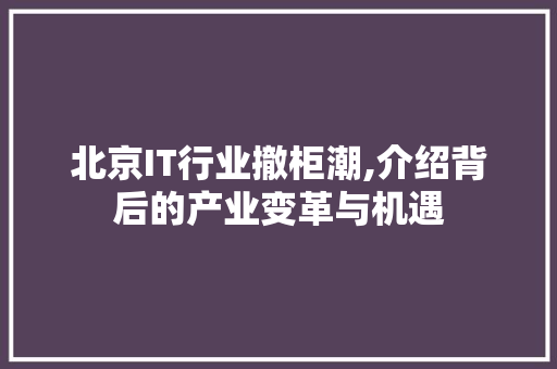 北京IT行业撤柜潮,介绍背后的产业变革与机遇 React