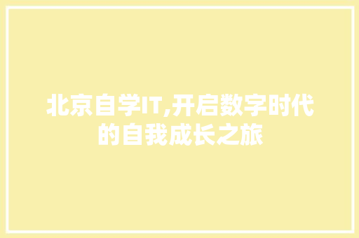 北京自学IT,开启数字时代的自我成长之旅