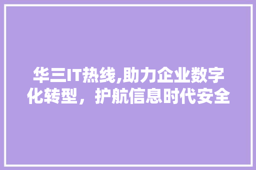 华三IT热线,助力企业数字化转型，护航信息时代安全防线