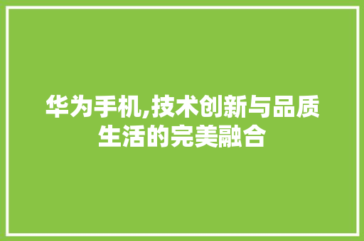 华为手机,技术创新与品质生活的完美融合