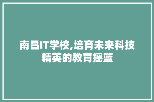 南昌IT学校,培育未来科技精英的教育摇篮