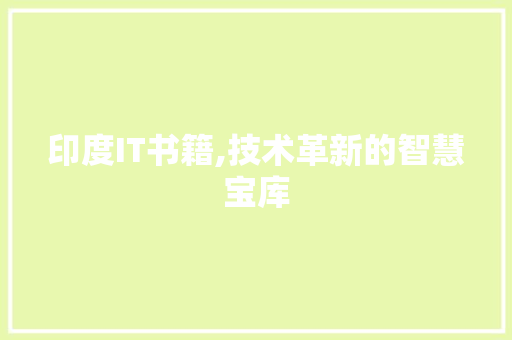 印度IT书籍,技术革新的智慧宝库