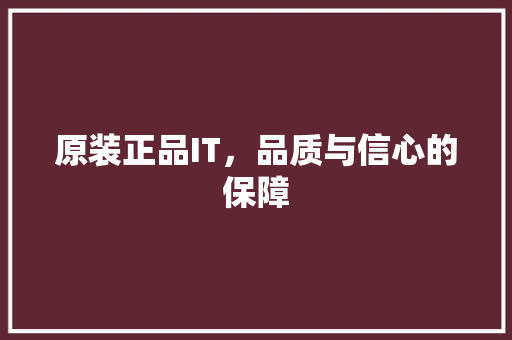 原装正品IT，品质与信心的保障