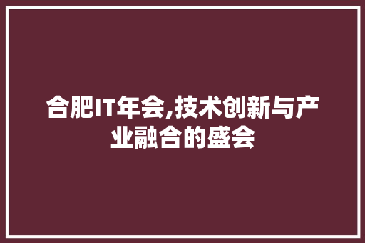 合肥IT年会,技术创新与产业融合的盛会