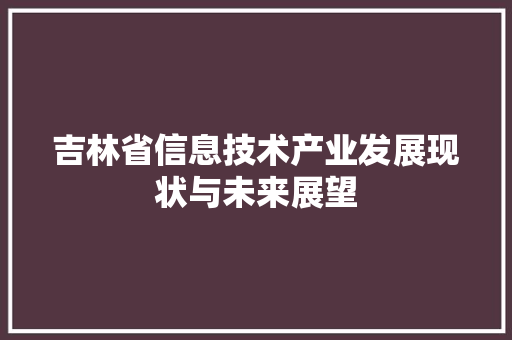 吉林省信息技术产业发展现状与未来展望