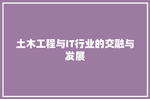 土木工程与IT行业的交融与发展