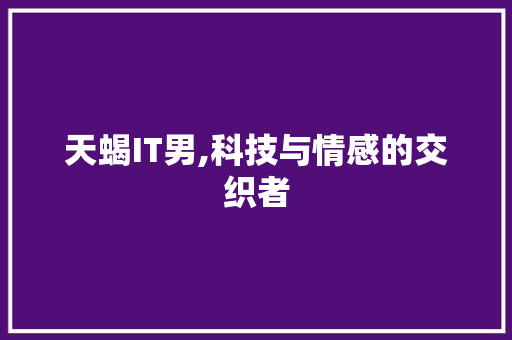 天蝎IT男,科技与情感的交织者