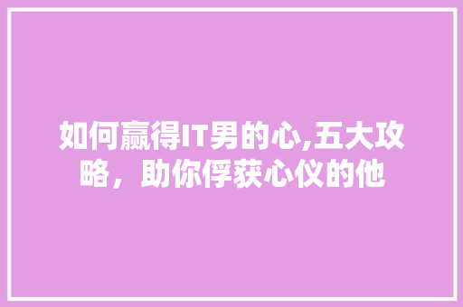 如何赢得IT男的心,五大攻略，助你俘获心仪的他