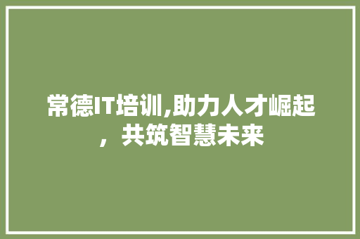 常德IT培训,助力人才崛起，共筑智慧未来