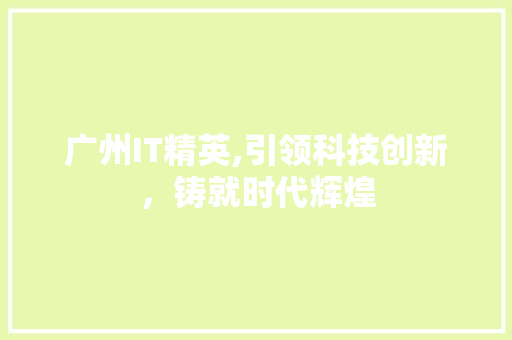 广州IT精英,引领科技创新，铸就时代辉煌